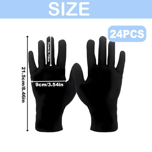 Black cotton gloves - 24pcs, soft