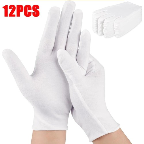 12pcs white cotton gloves soft - 12pcs,