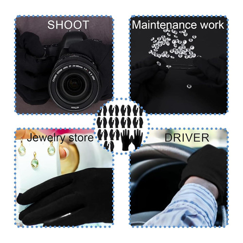 Black cotton gloves - black,