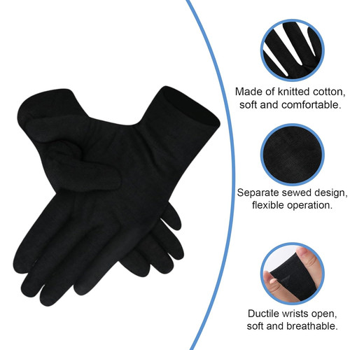 Black cotton gloves 24pcs soft - black,