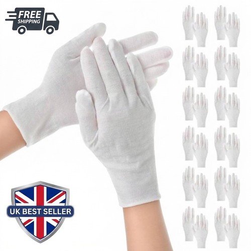24pcs white cotton work - white, gloves