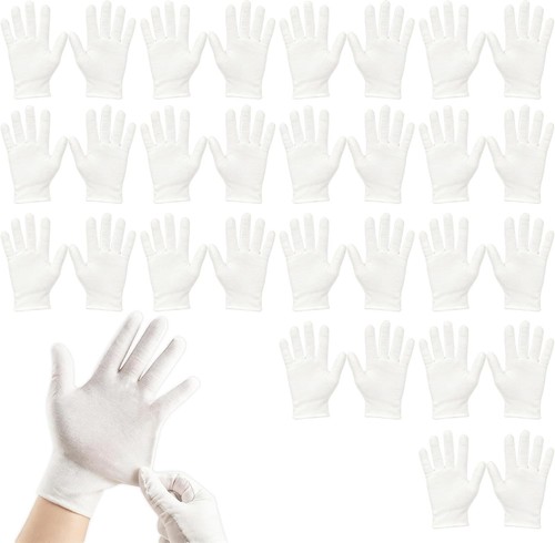 Pair white cotton gloves - cotton,