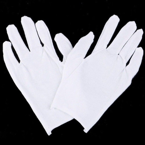 White gloves pairs cotton - white, 6