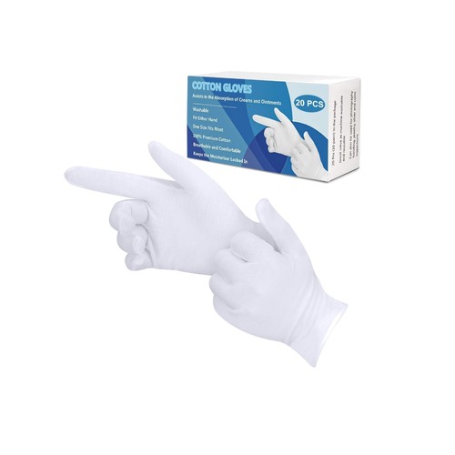 White cotton gloves 20x eczema - gloves,